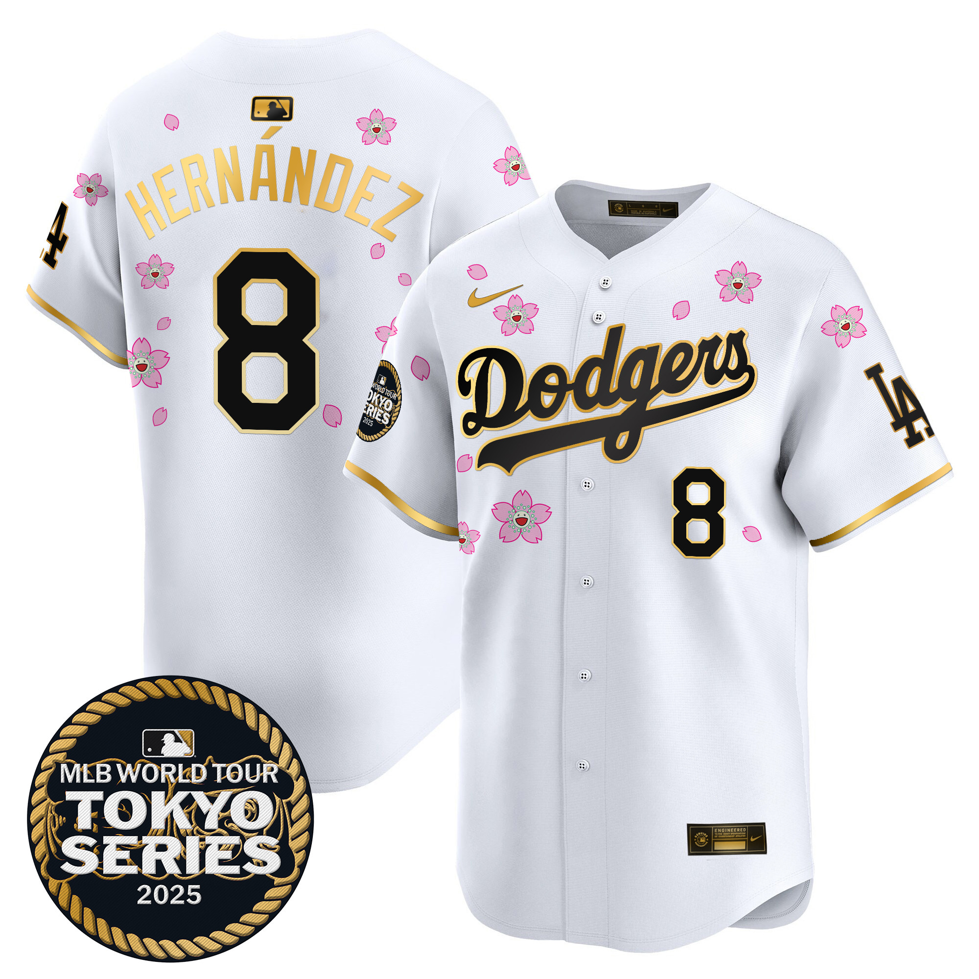 Men Los Angeles Dodgers #8 Hernandez Tokyo Series white Limited Stitched 2025 Jersey